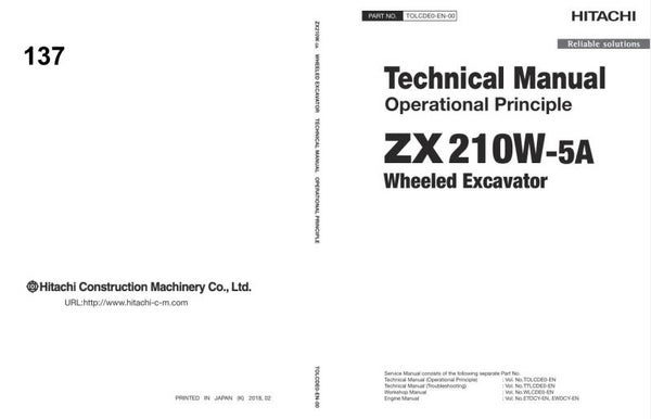 *+ 137 Hitachi ZX210W-5A Technical Manuals 1077 pages