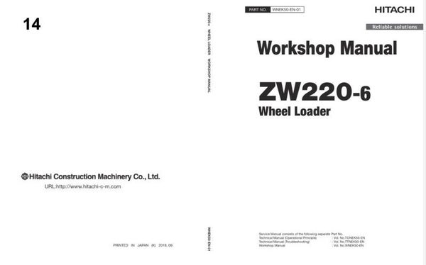 33D 14 Hitachi ZW220-6 Wheel Loader Workshop Manual and Diagrams 1167 pages