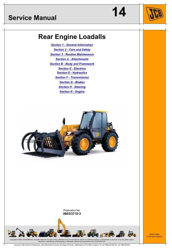BH 14 JCB 526, 526S, 528-70, 528S Loadall Service Repair Manual 608 pages