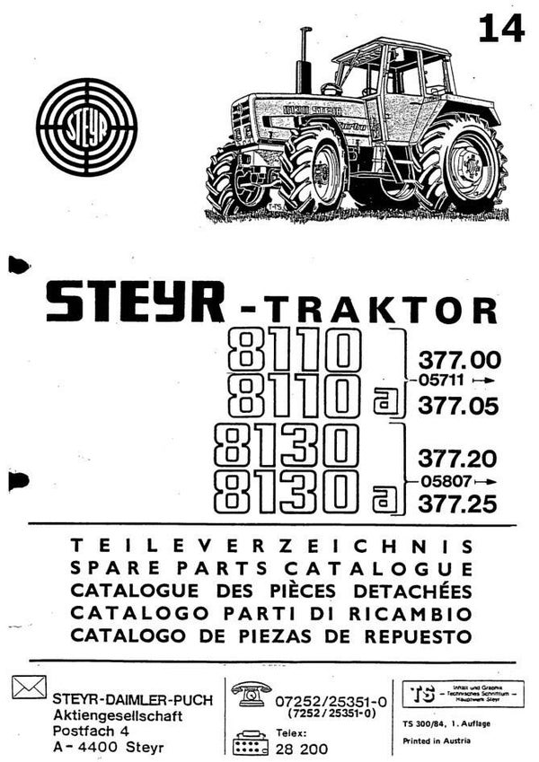C14 Case Steyer 8110, 8110a, 8130, 8130a Tractors Parts Manual  402 Pages