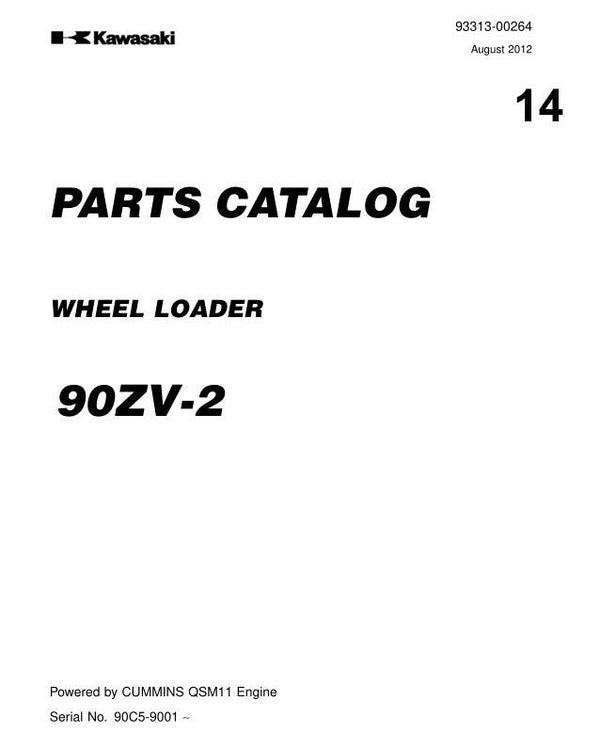 KW  14 Kawasaki 90ZV-2 Wheel Loader Parts Catalog 684 pages