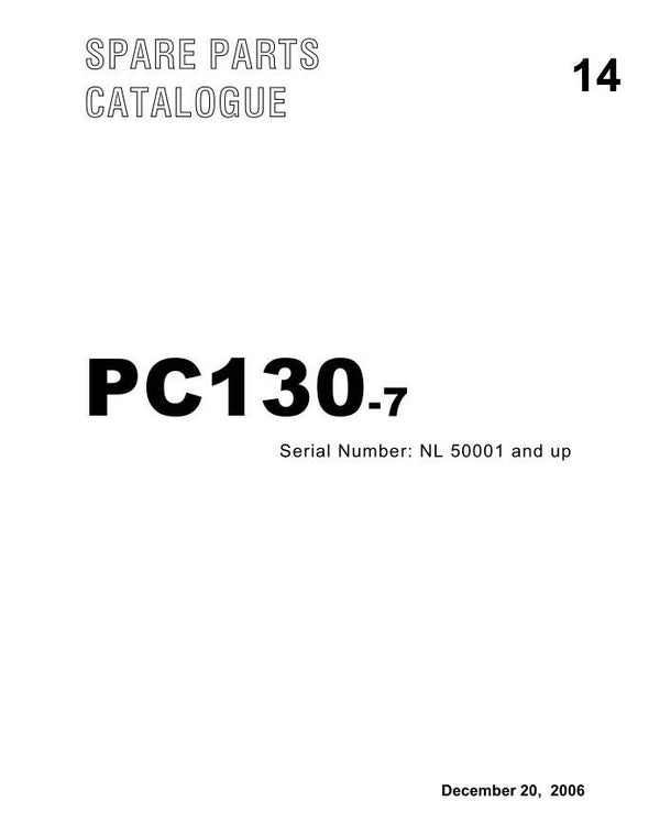 KM  14 Komatsu PC130-7 Excavator Spare Parts Catalogue 285 pages