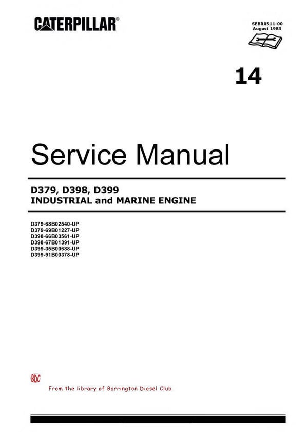 -14 Caterpillar D379, D398, D399 Engines Service Repair Manual   434 pages