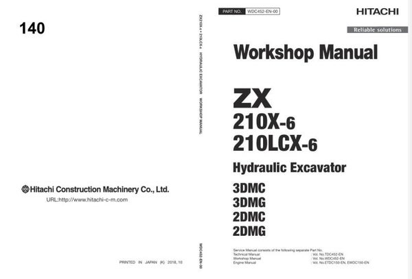 *+ 140 Hitachi ZX210X-6, ZX210LCX-3 Workshop Manual and Diagrams 164 pages