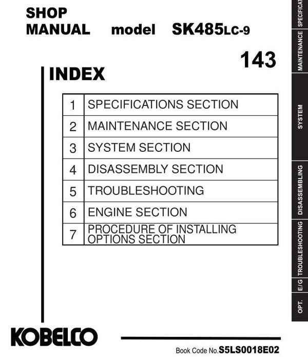 KB  143 Kobelco SK485LC-9 Excavator Workshop Repair Manual 1231 pages