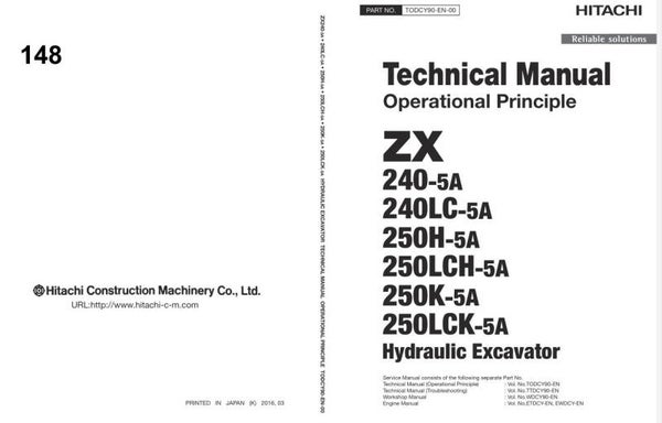 *+ 148 Hitachi ZX240-5A, 250-5A Series Technical Manuals 856 pages
