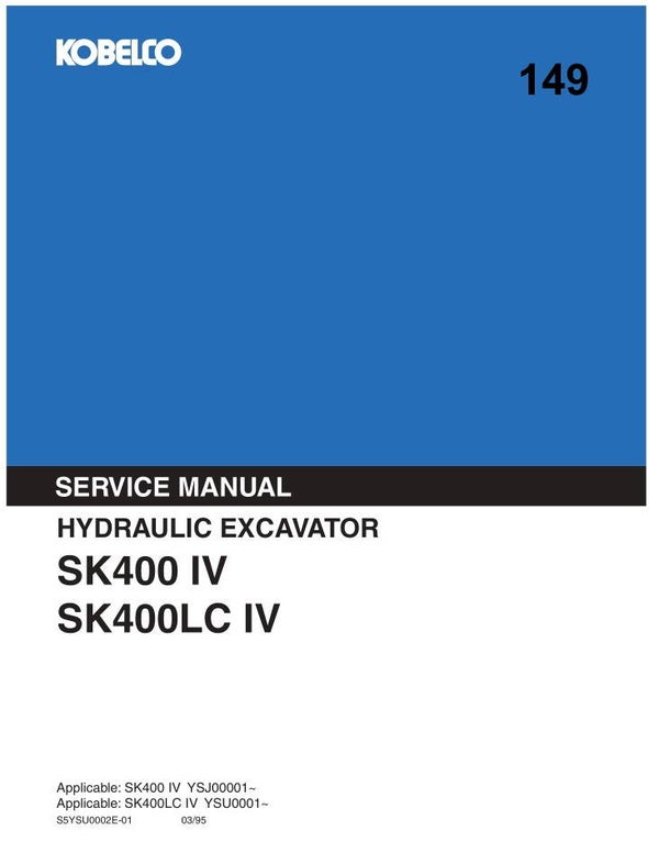 KB  149 Kobelco SK400 IV, SK400LC IV Workshop Repair Manual 1276 pages