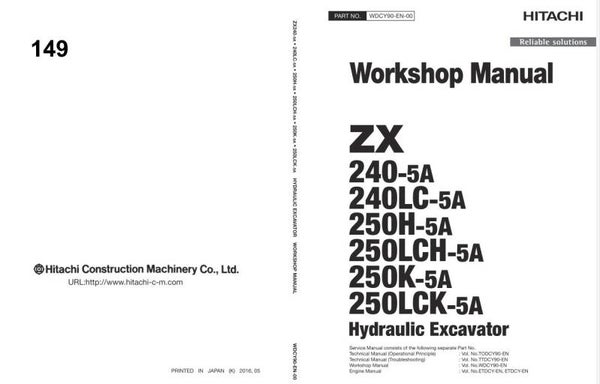 *+ 149 Hitachi ZX240-5A, ZX250-5A Serie Workshop Manual and Diagrams 543 pages