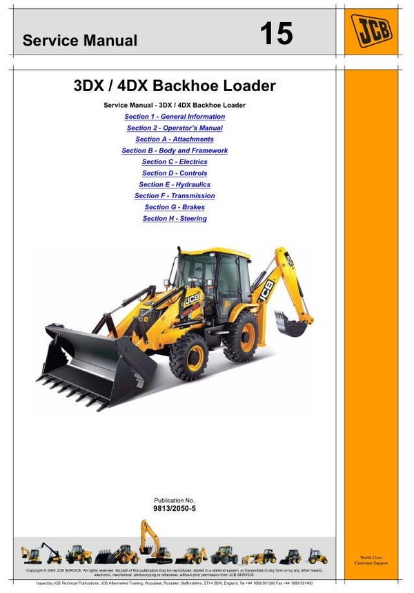 BH 15 JCB 3DX , 4DX Backhoe Loader Service Repair Manual 833 pages