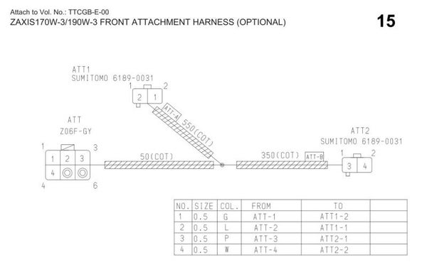 ! 15 Hitachi Zaxis ZX170W-3, ZX190W-3 Electrical Harness Diagrams 14 pages
