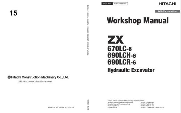 *+ 15 Hitachi ZX670-6, ZX690-6 Series Workshop Manual and Diagrams 803 pages