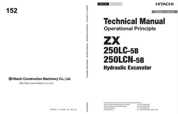*+ 152 Hitachi ZX250LC-5B, ZX250LCN-5B Technical Manuals 939 pages