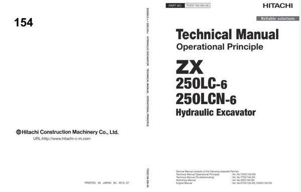 *+ 154 Hitachi ZX250LC-6, ZX250LCN-6 Technical Manuals 1011 pages
