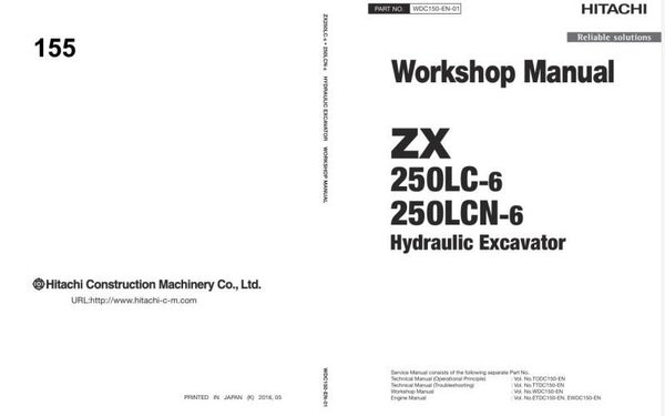 *+ 155 Hitachi ZX250LC-6, ZX250LCN-6 Workshop Manual and Diagrams 683 pages
