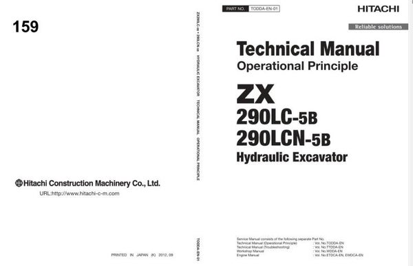 *+ 159 Hitachi ZX290LC-5B, ZX290LCN-5B Technical Manuals 939 pages