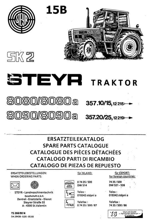 SSS15 Case Steyr 8080, 8080a, 8090, 8090a Tractors Parts Manual  898 pages