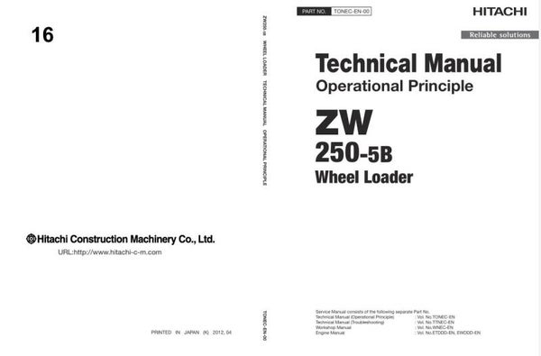 33D 16 Hitachi ZW250-5B Wheel Loader Technical Manuals 968 pages