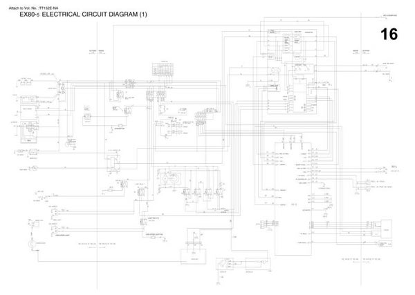 ^16 Hitachi EX80-5 Electrical & Hydraulic Diagrams 4 pages