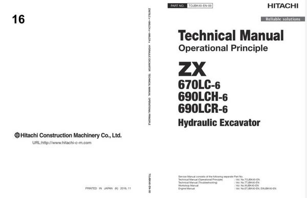 *+ 16 Hitachi ZX670-6, ZX690-6 Series Technical Manuals 944 pages