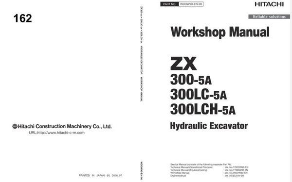 *+ 162 Hitachi ZX300-5A, ZX300LC-5A, ZX300LCH-5A Workshop Manual 568 pages