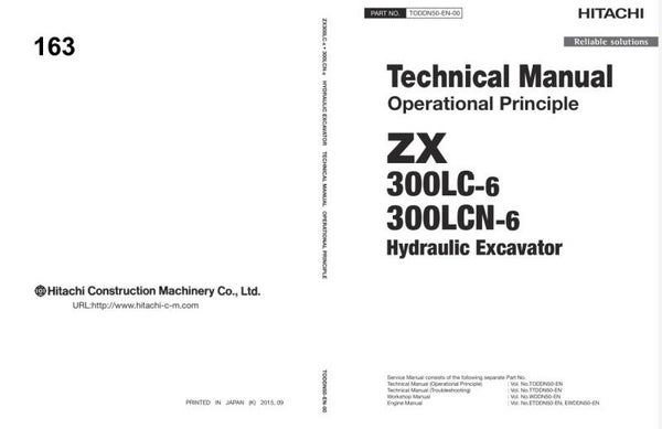 *+ 163 Hitachi ZX300LC-6, ZX300LCN-6 Technical Manuals 1501 pages