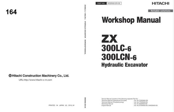 *+ 164 Hitachi ZX300LC-6, ZX300LCN-6 Workshop Manual and Diagrams 1299 pages