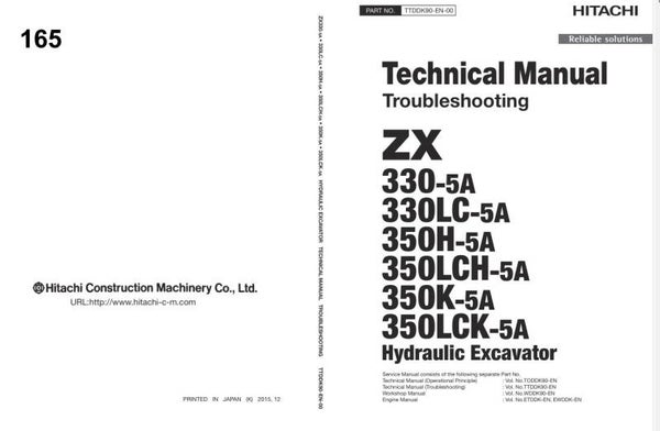 *+ 165 Hitachi ZX330-5A, ZX350-5A Series Technical Manual 469 pages