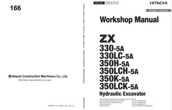 *+ 166 Hitachi ZX330-5A, ZX350-5A Series Workshop Manual and Diagrams 556 pages