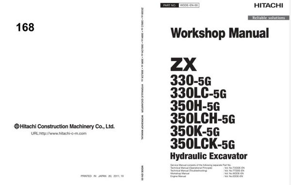 *+ 168 Hitachi ZX330-5G, ZX350-5G Series Workshop Manual and Diagrams 1228 pages