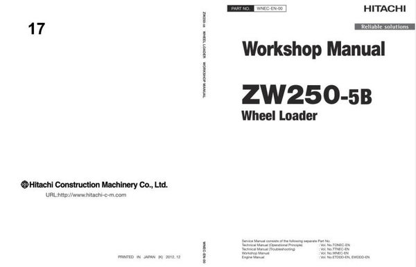 33D 17 Hitachi ZW250-5B Wheel Loader Workshop Manual and Diagrams 834 pages