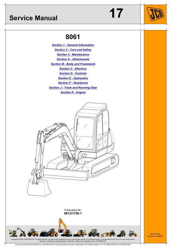 BH 17 JCB 8061 Mini Excavator Service Repair Manual 390 pages