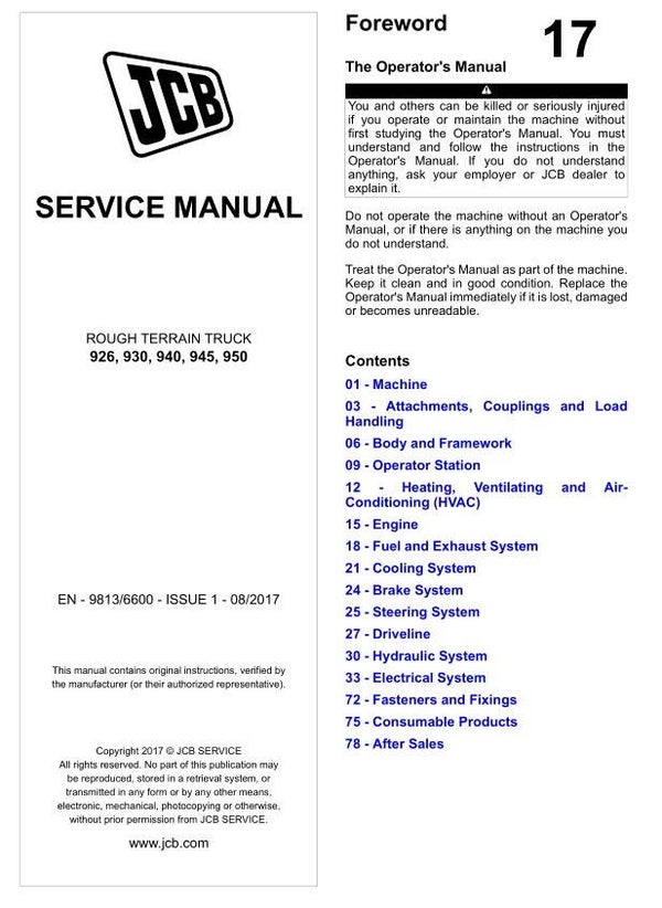 BH 17 JCB JS115, JS115 ( T2,T3) JS130, JS130 (T2,T3) JS145 Service Repair Manual 1407 pages