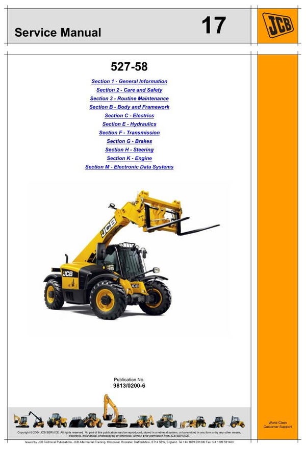 BH 17 JCB 527-58 Telescopic Handler Service Repair Manual 2102 pages