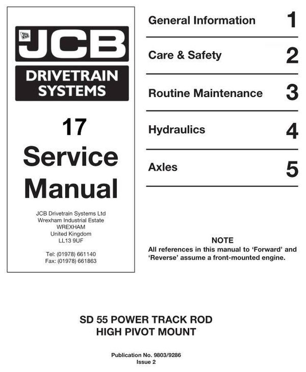 BH 17 JCB SD55 Power Track Pod High Pivot Mount Service Repair Manual 65 pages