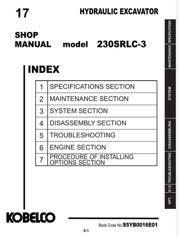 KB  17 Kobelco 230LC-3 Excavator Workshop Repair Manual 1370 pages