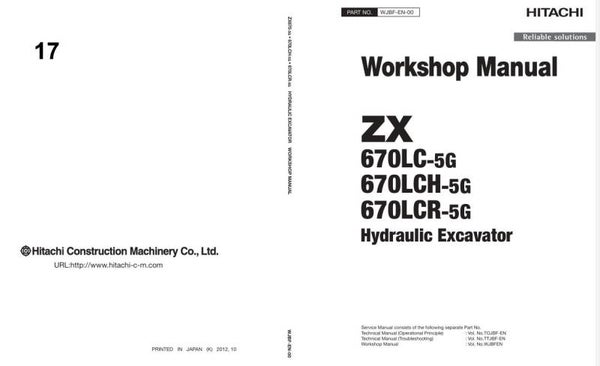 *+ 17 Hitachi ZX670-5G Series Workshop Manual and Diagrams 1023 pages