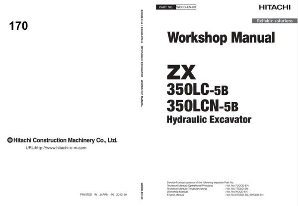 *+ 170 Hitachi ZX350LC-5B, ZX350LCN-5B Workshop Manual and Diagrams 647 pages