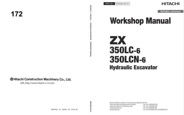 *+ 172 Hitachi ZX350LC-6, ZX350LCN-6 Workshop Manual and Diagrams 1359 pages