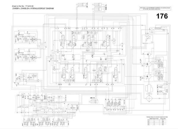 *+ 176 Hitachi ZX400R-3, ZX400LCH-3 Electrical and Hydraulic Diagrams 8 pages