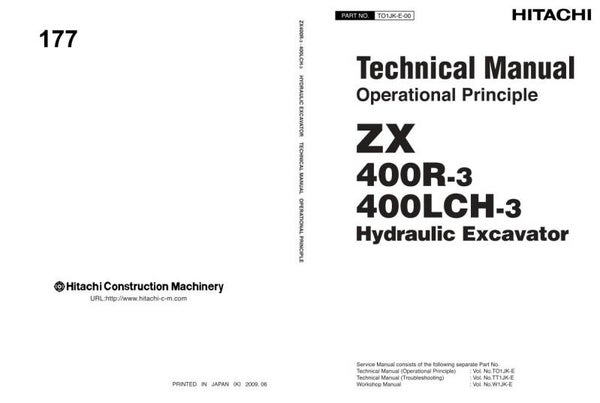 *+ 177 Hitachi ZX400R-3, ZX400LCH-3 Technical Manuals 978 pages