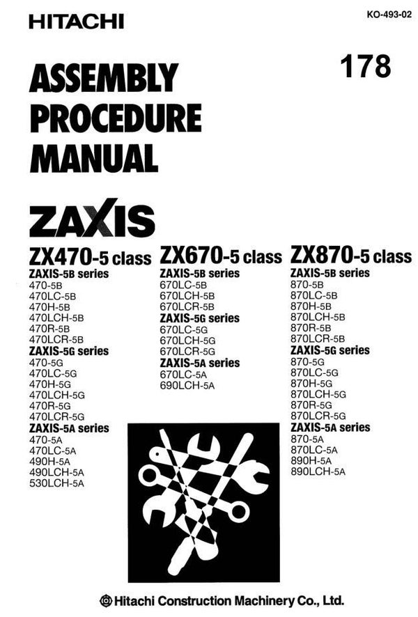 *+ 178 Hitachi ZX470-5, ZX670-5, ZX870-5 Class Assembly Manual 288 pages