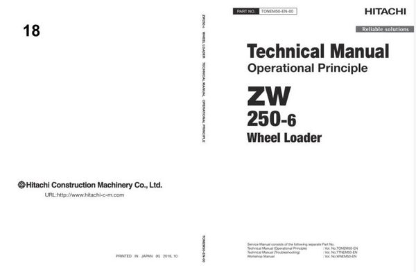 33D 18 Hitachi ZW250-6 Wheel Loader Technical Manuals 1547 pages