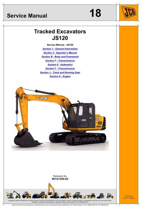 BH 18 JCB JS120 Excavator Service Repair Manual 646 pagesanual 1407 pages