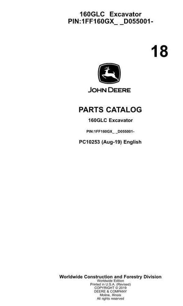 JD  18 John Deere 160GLC Excavator Parts Manual 972 pages