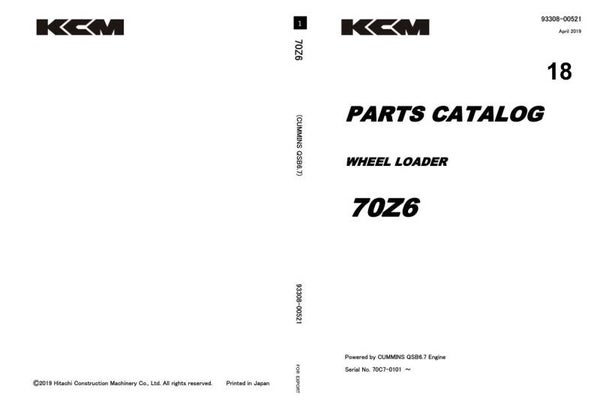 KW  18 Kawasaki Wheel Loader 70Z6 Parts Catalog 817 pages