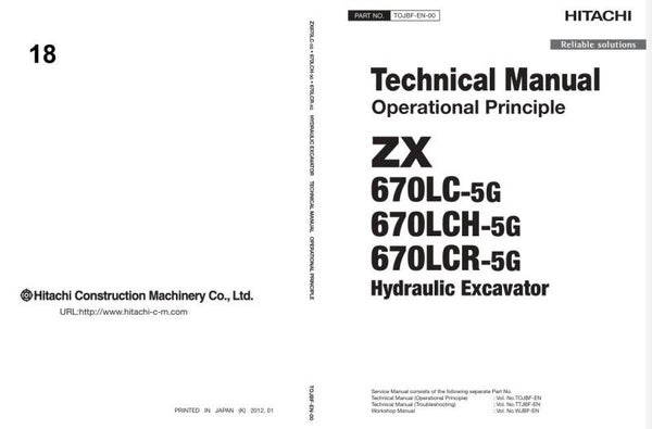 *+ 18 Hitachi ZX670-5G Series Technical Manuals 861 pages