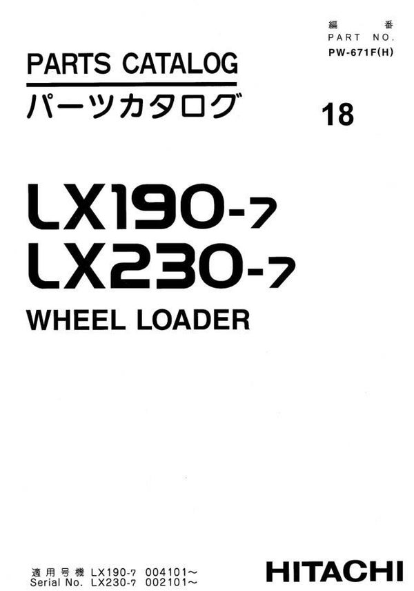 27C  18 Hitachi LX190-7, LX230-7 Wheel Loaders Parts Manual 465 pages