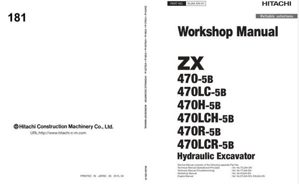 *+ 181 Hitachi ZX470-5B Series Workshop Manual and Diagrams 751 pages