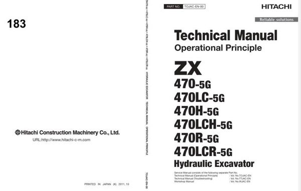 *+ 183 Hitachi ZX470-5G Series Technical Manuals 857 pages