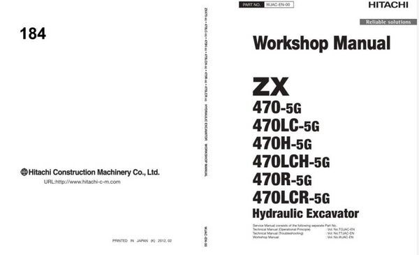 *+ 184 Hitachi ZX470-5G Series Workshop Manual and Diagrams 899 pages